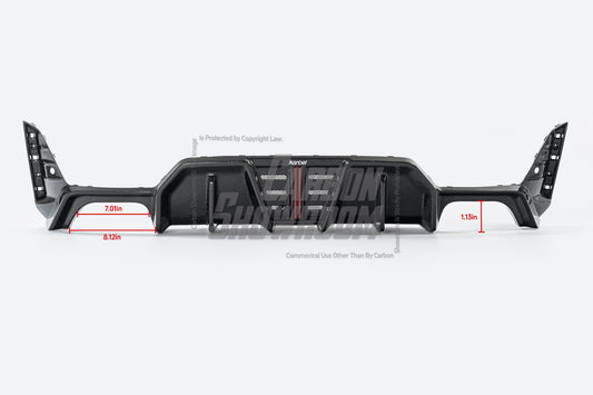 BMW 3 Series 330i (with M-package bumper, does not fit base model) M340i G20 G21 LCI 2023 2024 with Aftermarket Parts - V2 Style Diffuser & Canards Pre-preg Carbon Fiber from Karbel Carbon
