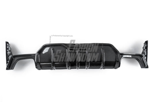 BMW 3 Series 330i (with M-package bumper, does not fit base model) M340i G20 G21 LCI 2023-ON with Aftermarket Parts - Rear Diffuser & Canards Pre-preg Carbon Fiber from Karbel Carbon