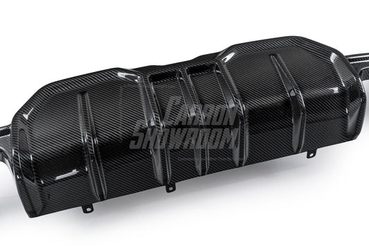 BMW 3 Series 330i (with M-package bumper, does not fit base model) M340i G20 G21 LCI 2023-ON with Aftermarket Parts - Rear Diffuser & Canards Pre-preg Carbon Fiber from Karbel Carbon