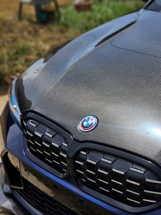 BMW 3 Series 330i (with M-package bumper, does not fit base model) M340i G20 G21 LCI 2023 2024 with Aftermarket Parts - V2 Style Front Lip Pre-preg Carbon Fiber from Karbel Carbon