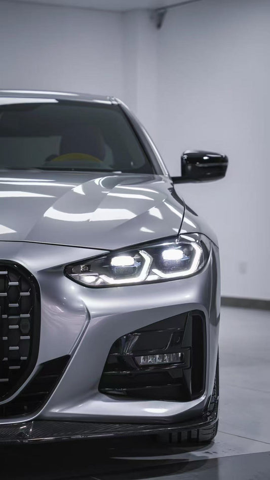 BMW 4 series 430i (with M-package bumper, does not fit base model) M440i G22 G23 2020-ON with Aftermarket Parts - Front Lip Pre-preg Carbon Fiber from Karbel Carbon