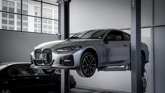 BMW 4 series 430i (with M-package bumper, does not fit base model) M440i G22 G23 2020-ON with Aftermarket Parts - Front Lip Pre-preg Carbon Fiber from Karbel Carbon