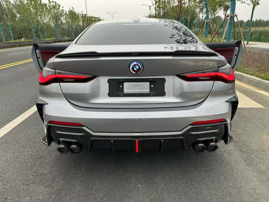 BMW 4 series 430i (with M-package bumper, does not fit base model) M440i G22 G23 2020-ON with Aftermarket Parts - Rear Bumper Canards Pre-preg Carbon Fiber from Karbel Carbon