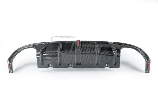 BMW 4 Series Gran Coupe M440i 430i (with M-package bumper, does not fit base model) G26 2022-ON with Aftermarket Parts - Rear Diffuser & Canards Pre-preg Carbon Fiber from Karbel Carbon