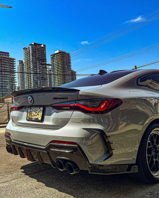 BMW 4 series 430i M440i G22 G23 2020-ON with Aftermarket Parts - Rear Diffuser & Canards Pre-preg Carbon Fiber from Karbel Carbon