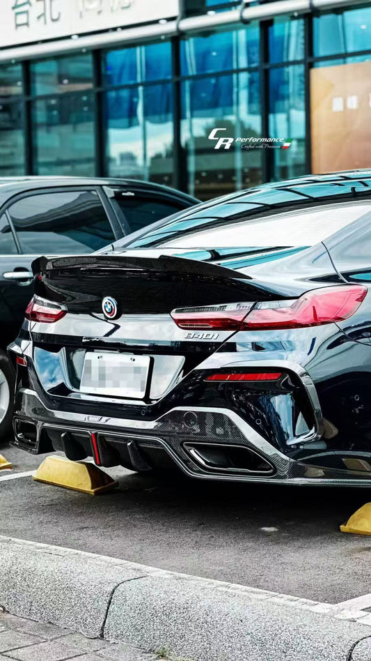  BMW 8 Series M850 840 (With M-Package Bumper) G16 2018 2019 2020 2021 2022 2023 2024 with Aftermarket Parts - Rear Diffuser Pre-preg Carbon Fiber from Karbel Carbon