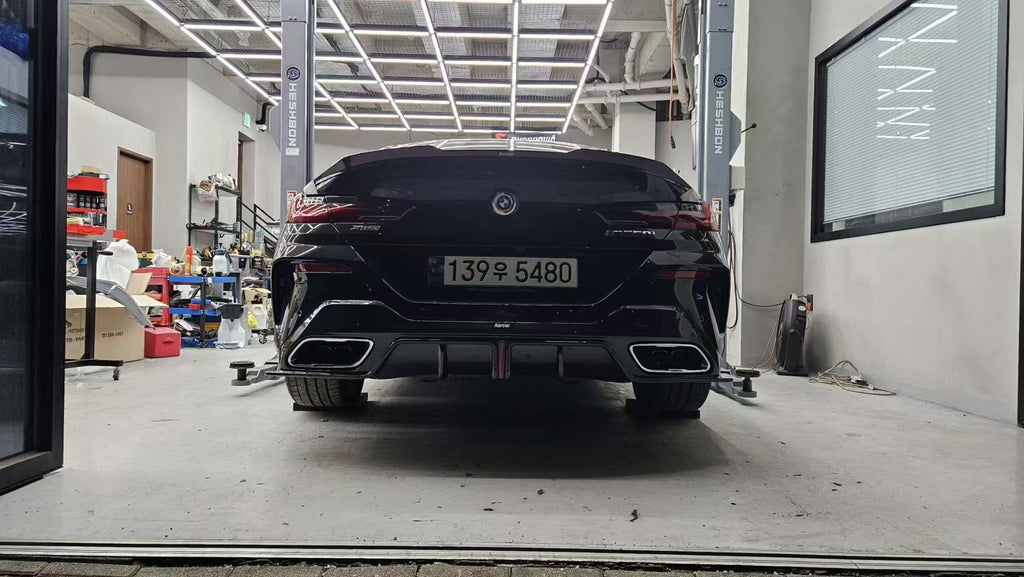 BMW 8 Series M850 840 (With M-Package Bumper) G16 2018-ON with Aftermarket Parts - Pre-preg Carbon Fiber Rear Diffuser from Karbel Carbon