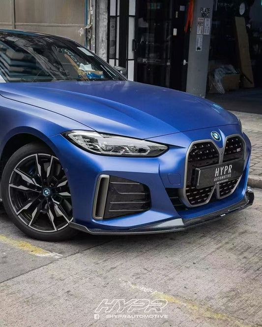 BMW I4 M50 / e Drive 40 (with M-package bumper, does not fit base model) G26 2022-ON & 4 Series Gran Coupe M440i 430i (with M-package bumper, does not fit base model) G26 2022-ON with Aftermarket Parts - Front Lip Pre-preg Carbon Fiber from Karbel Carbon