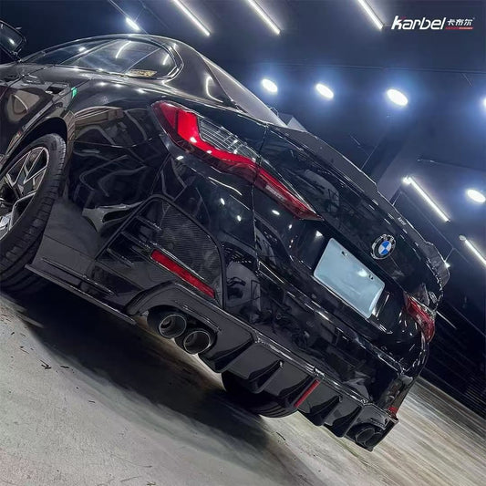 BMW 4 Series Gran Coupe M440i 430i (with M-package bumper, does not fit base model) G26 2022-ON with Aftermarket Parts - Rear Diffuser & Canards Pre-preg Carbon Fiber from Karbel Carbon