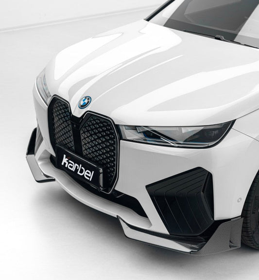 BMW IX xDrive60/50/45 M60 I20 2022-ON with Aftermarket Parts - Front Lip Dry Pre-preg Carbon Fiber from Karbel Carbon