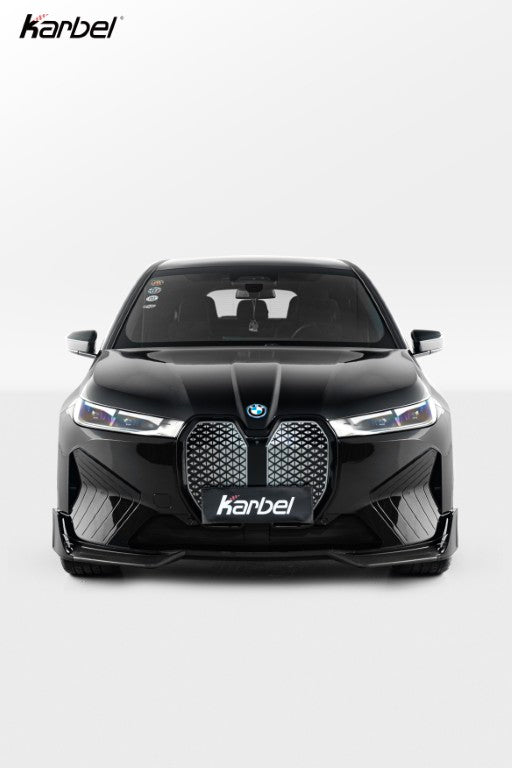BMW IX xDrive60/50/45 M60 I20 2022-ON with Aftermarket Parts - Front Lip Dry Pre-preg Carbon Fiber from Karbel Carbon