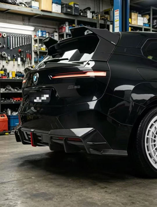 BMW IX xDrive60/50/45 M70/M60 I20 2022-ON with Aftermarket Parts - Rear Lip Spoiler Dry Pre-preg Carbon Fiber from Karbel Carbon