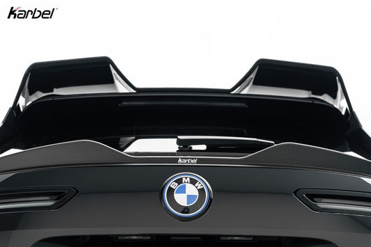 BMW IX xDrive60/50/45 M70/M60 I20 2022-ON with Aftermarket Parts - Rear Roof Spoiler Dry Pre-preg Carbon Fiber from Karbel Carbon