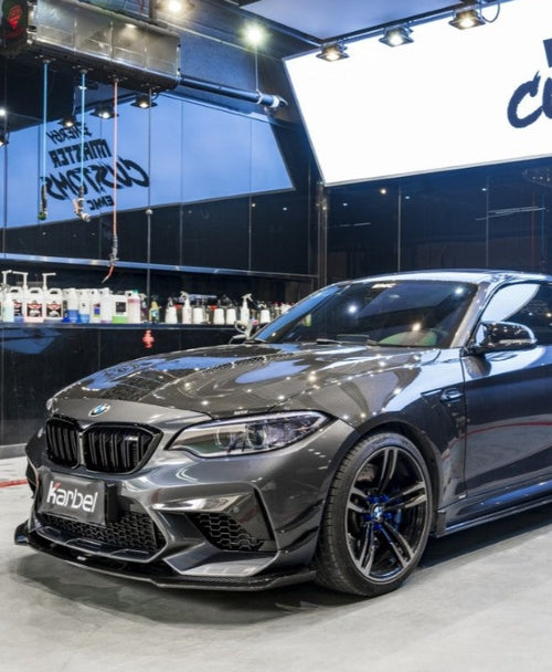 BMW M2/M2C F87 2016-2021 With Aftermarket Parts - Pre-preg Carbon Fiber Front Lip from Karbel Carbon