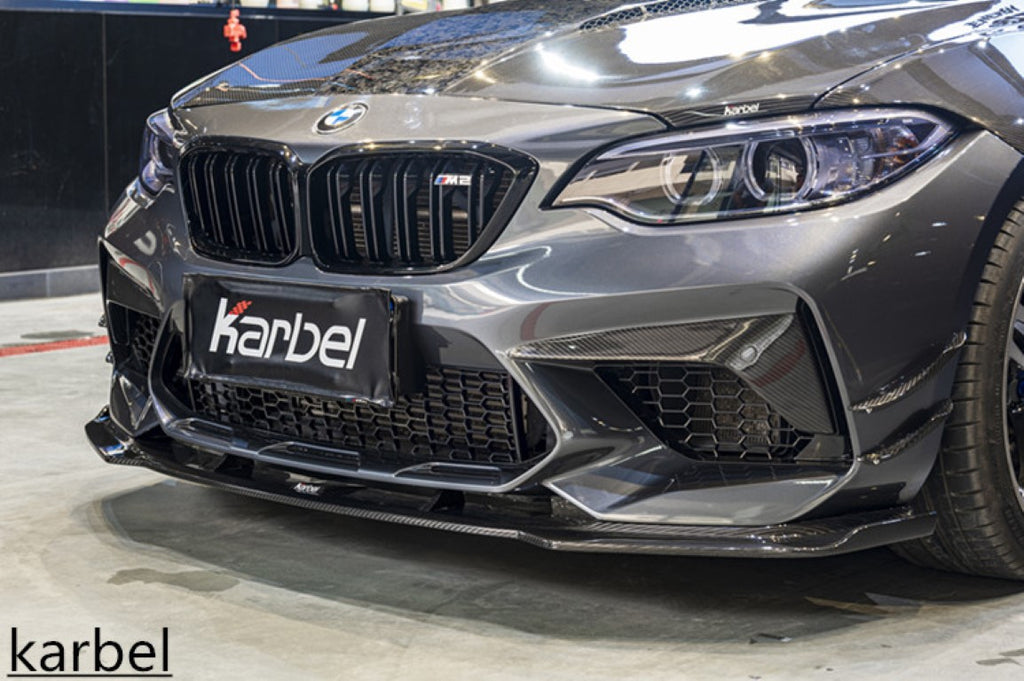 BMW M2C F87 2016-2021 with Aftermarket Parts - Pre-preg Carbon Fiber Front Canards from Karbel Carbon
