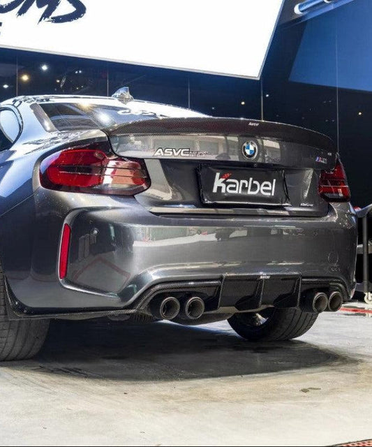 BMW M2 / M2C F87 2016 2017 2018 2019 2020 2021 with Aftermarket Parts - Rear Diffuser & Canards Pre-preg Carbon Fiber from Karbel Carbon