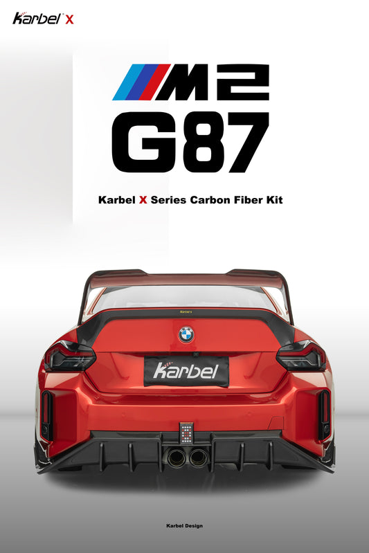 BMW M2 / M2CS G87 2023-ON with Aftermarket Parts - X V1 Center Exit Rear Diffuser Dry Pre-preg Carbon Fiber from Karbel Carbon