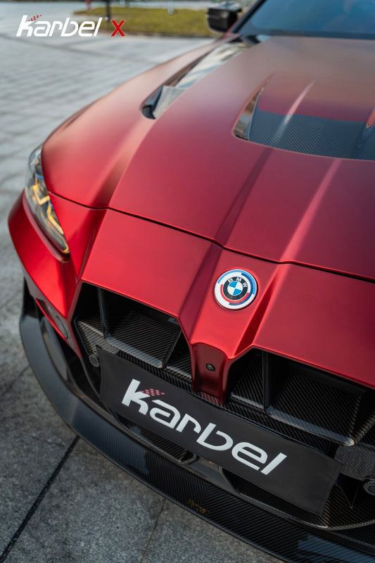 BMW M3 G80 G81 & M4 G82 G83 2021-ON with Aftermarket Parts - X Front Bumper Set Dry Pre-preg Carbon Fiber from Karbel Carbon