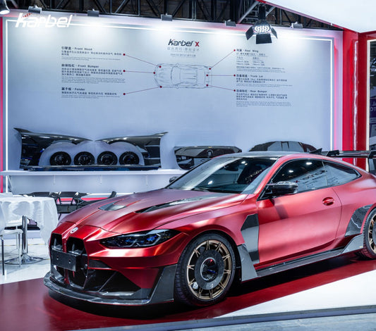 BMW M3 G80 G81 & M4 G82 G83 2021-ON with Aftermarket Parts - X Front Bumper Set Dry Pre-preg Carbon Fiber from Karbel Carbon