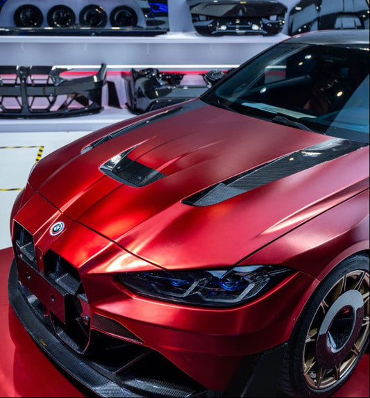 BMW M3 G80 G81 & M4 G82 G83 2021-ON with Aftermarket Parts - X Hood Dry Pre-preg Carbon Fiber from Karbel Carbon