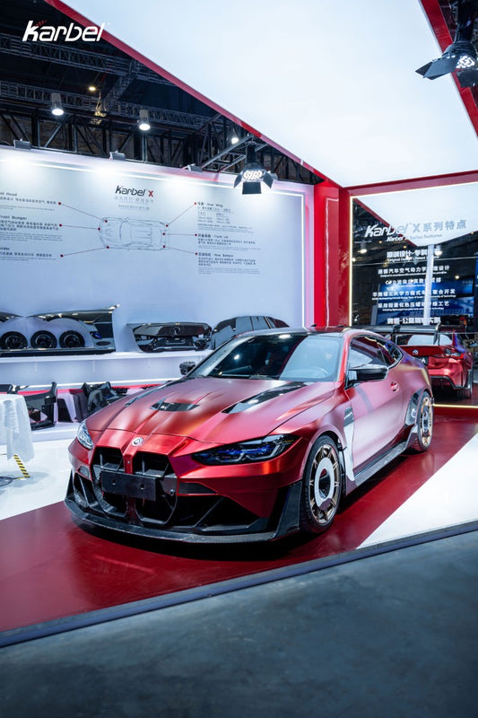 BMW M3 G80 G81 & M4 G82 G83 2021-ON with Aftermarket Parts - X Hood Dry Pre-preg Carbon Fiber from Karbel Carbon