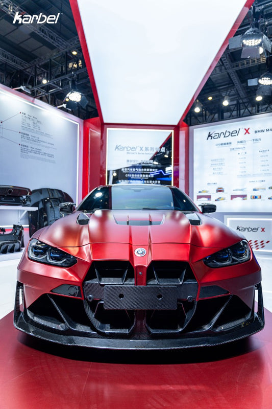 BMW M3 G80 G81 & M4 G82 G83 2021-ON with Aftermarket Parts - X Hood Dry Pre-preg Carbon Fiber from Karbel Carbon