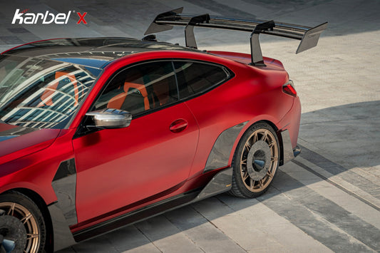 BMW M3 G80 G81 & M4 G82 G83 2021-ON with Aftermarket Parts - X Mirror Caps Dry Pre-preg Carbon Fiber from Karbel Carbon