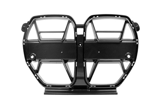 BMW M3 G80 G81 & M4 G82 G83 2021-ON with Aftermarket Parts - X V2 Front Kidney Grill Dry Pre-preg Carbon Fiber from Karbel Carbon