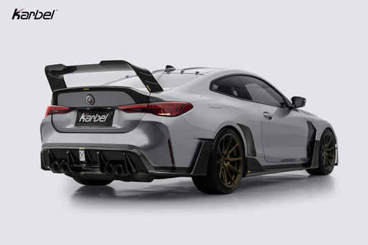BMW M4 G82 2021-ON & 4 Series G22 430i M440i 2020-ON with Aftermarket Parts - X V4 Rear Wing Dry Pre-preg Carbon Fiber from Karbel Carbon