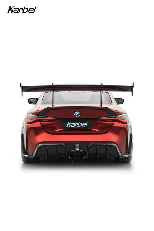 BMW M4 G82 2021-ON & 4 Series G22 430i M440i 2020-ON with Aftermarket Parts - X Rear Wing Dry Pre-preg Carbon Fiber from Karbel Carbon
