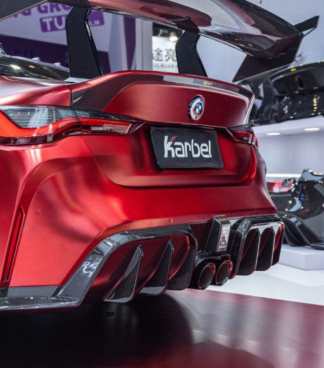 BMW M4 G82 2021-ON & 4 Series G22 430i M440i 2020-ON with Aftermarket Parts - X Rear Trunk Dry Pre-preg Carbon Fiber from Karbel Carbon