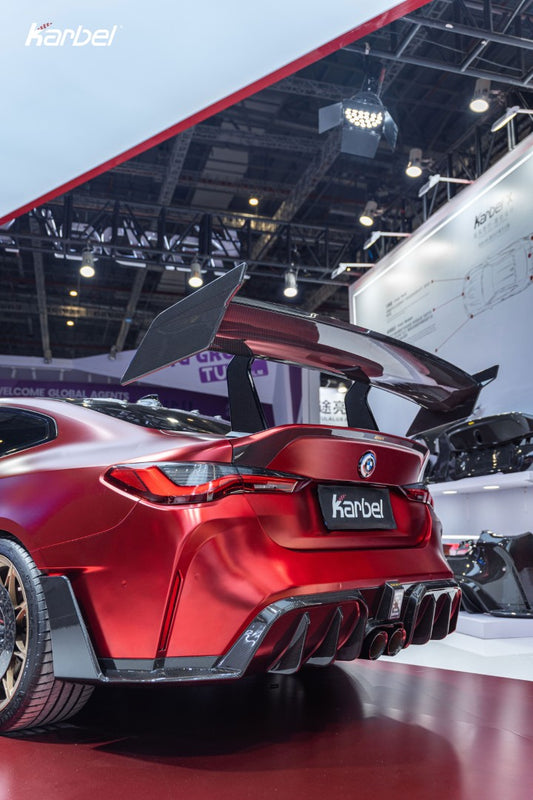 BMW M4 G82 2021-ON & 4 Series G22 430i M440i 2020-ON with Aftermarket Parts - X Rear Wing Dry Pre-preg Carbon Fiber from Karbel Carbon