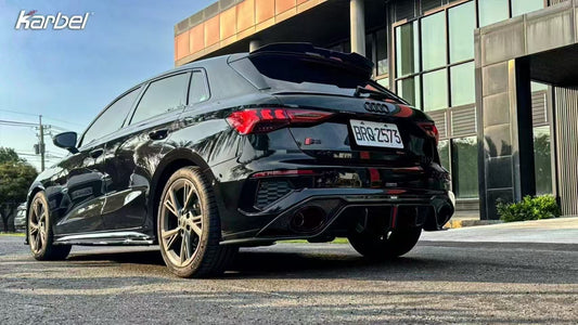 Audi S3 A3 S-line (with s-line bumper) 8Y 2021 2022 2023 2024 with Aftermarket Parts - Rear Diffuser Pre-preg Carbon Fiber from Karbel Carbon
