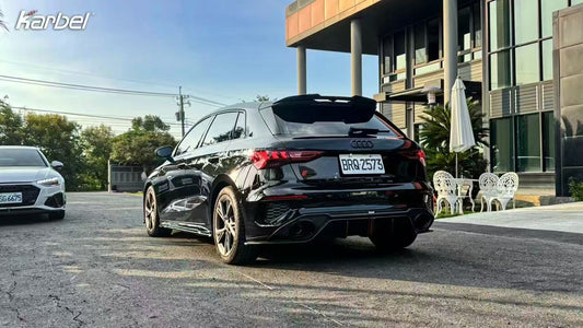 Audi S3 A3 S-line (with s-line bumper) 8Y 2021 2022 2023 2024 with Aftermarket Parts - Rear Diffuser Pre-preg Carbon Fiber from Karbel Carbon
