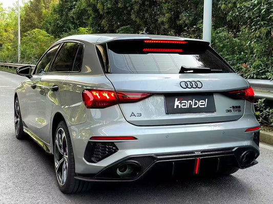 Audi S3 A3 S-line (with s-line bumper) 8Y 2021 2022 2023 2024 with Aftermarket Parts - Rear Diffuser Pre-preg Carbon Fiber from Karbel Carbon