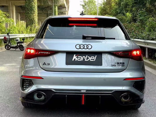 Audi S3 A3 S-line (with s-line bumper) 8Y 2021 2022 2023 2024 with Aftermarket Parts - Rear Diffuser Pre-preg Carbon Fiber from Karbel Carbon