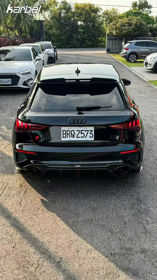 Audi S3 A3 S-line (with s-line bumper) 8Y 2021 2022 2023 2024 with Aftermarket Parts - Rear Diffuser Pre-preg Carbon Fiber from Karbel Carbon