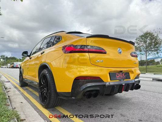 BMW X4 G02 Pre-LCI 2019 2020 2021 with Aftermarket Parts - Rear Diffuser & Canards Pre-preg Carbon Fiber from Karbel Carbon