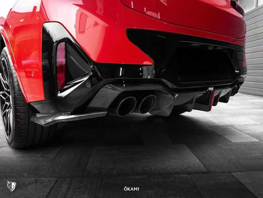 BMW X4M X4MC F98 LCI 2022-ON with Aftermarket Parts - Rear Diffuser & Canards Pre-preg Carbon Fiber from Karbel Carbon