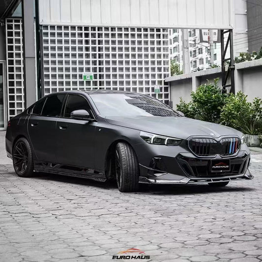 BMW i5 xDrive40 / i5 eDrive40 (with M-package bumper, does not fit base mode) / i5 M60 G60 G61 2024 & 5 Series 540i xDrive / 530i xDrive / 530i (with M-package bumper, does not fit base model) / 550e xDrive G60 G61 2024 with Aftermarket Parts - V2 Front Lip Pre-preg Carbon Fiber from Karbel Carbon