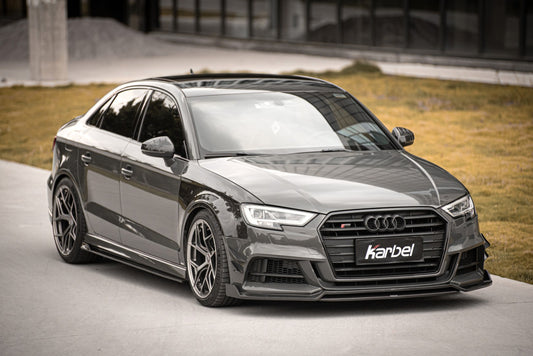 Audi RS3 S3 A3 8V.5 2017 2018 2019 2020 (without blind assist) with Aftermarket Parts - Mirror Caps Dry Pre-preg Carbon Fiber from Karbel Carbon