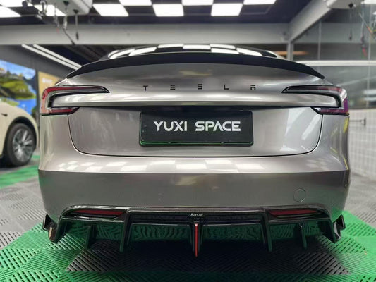 Tesla Model 3 Highland / Performance 2024-ON with Aftermarket Parts - V2 Style Rear Spoiler Pre-preg Carbon Fiber from Karbel Carbon