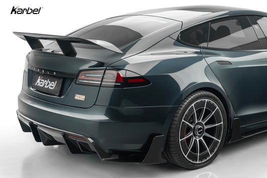 Tesla Model S 3rd Gen Late 2021-ON with Aftermarket Parts - Rear Diffuser Dry Pre-preg Carbon Fiber from Karbel Carbon
