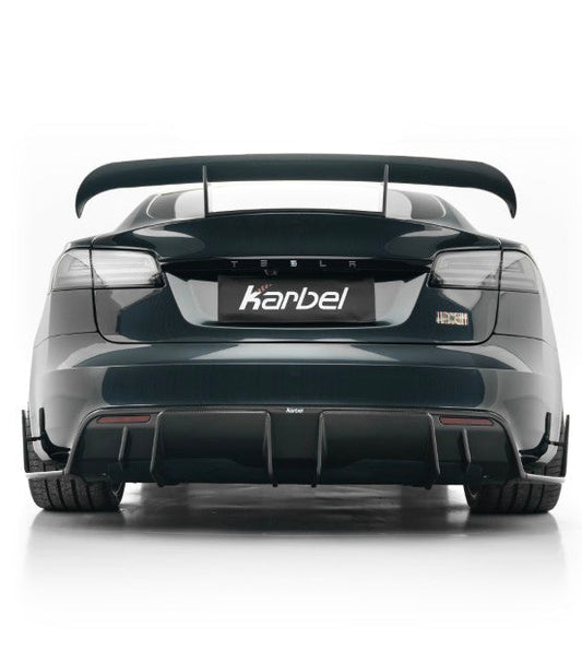 Tesla Model S 3rd Gen Late 2021-ON with Aftermarket Parts - Rear Diffuser Dry Pre-preg Carbon Fiber from Karbel Carbon