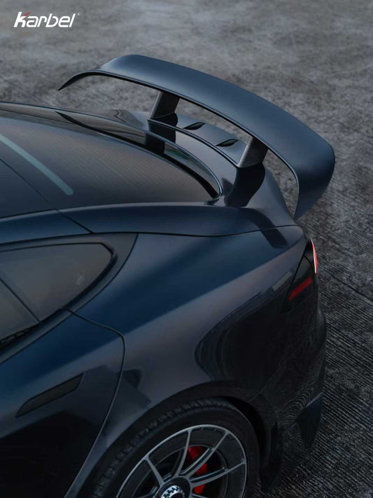 Tesla Model S 3rd Gen Late 2021-ON with Aftermarket Parts - Rear Wing Dry Pre-preg Carbon Fiber from Karbel Carbon