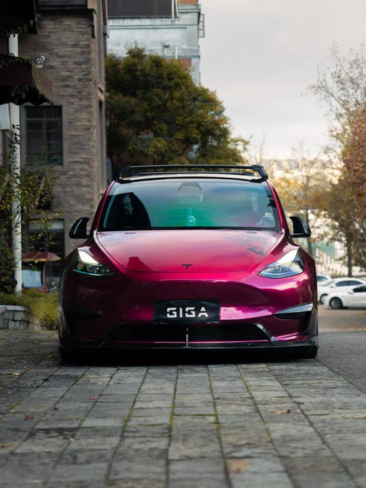 Tesla Model Y 2020-ON with Aftermarket Parts - Front Lip Pre-preg Carbon Fiber from Karbel Carbon