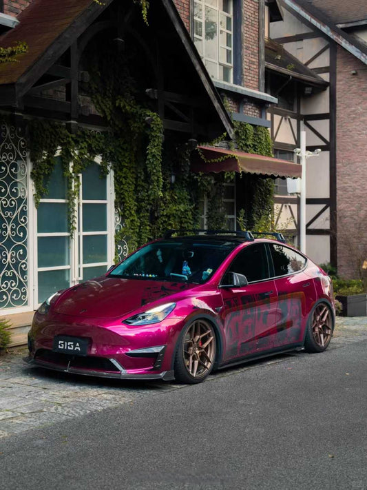 Tesla Model Y 2020-ON with Aftermarket Parts - Front Lip Pre-preg Carbon Fiber from Karbel Carbon