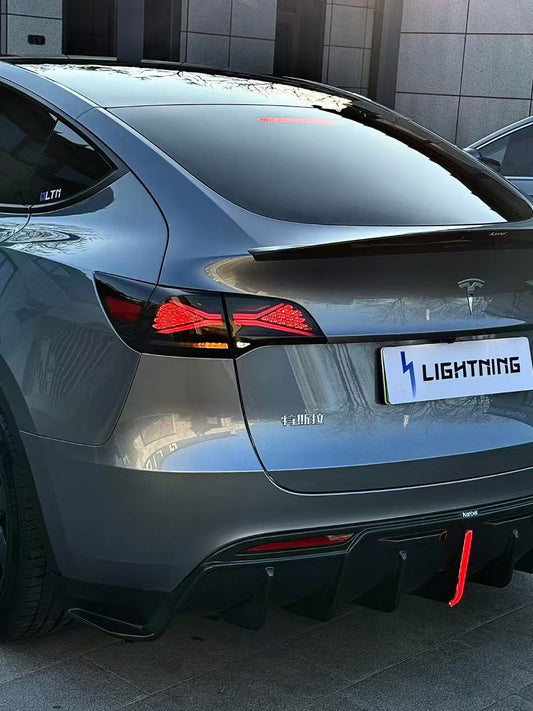 Tesla Model Y 2020-ON with Aftermarket Parts - Rear Diffuser Pre-preg Carbon Fiber from Karbel Carbon