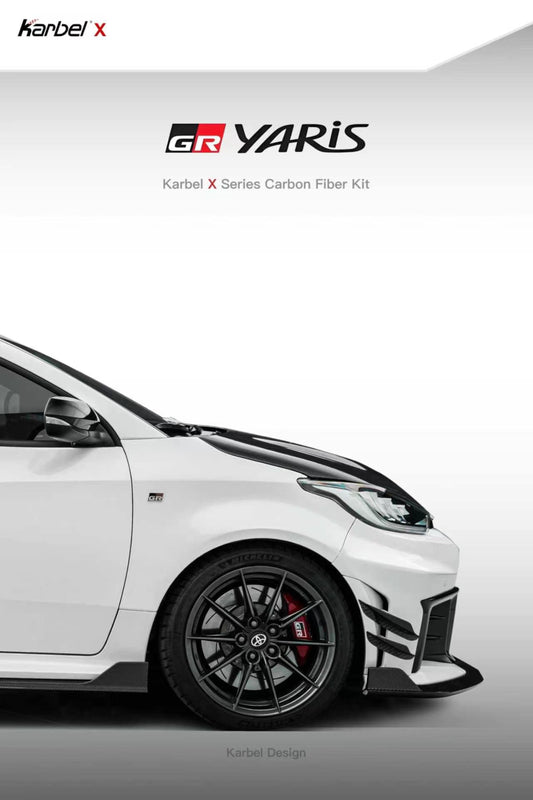 Toyota GR Yaris GXPA16 Facelift 2024-ON with Aftermarket Parts - X Full Body Kit Dry Pre-preg Carbon Fiber from Karbel Carbon