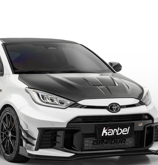 Toyota GR Yaris GXPA16 (Both Fits Pre-Facelift & Facelift) 2020-ON with Aftermarket Parts - X Hood Dry Pre-preg Carbon Fiber from Karbel Carbon